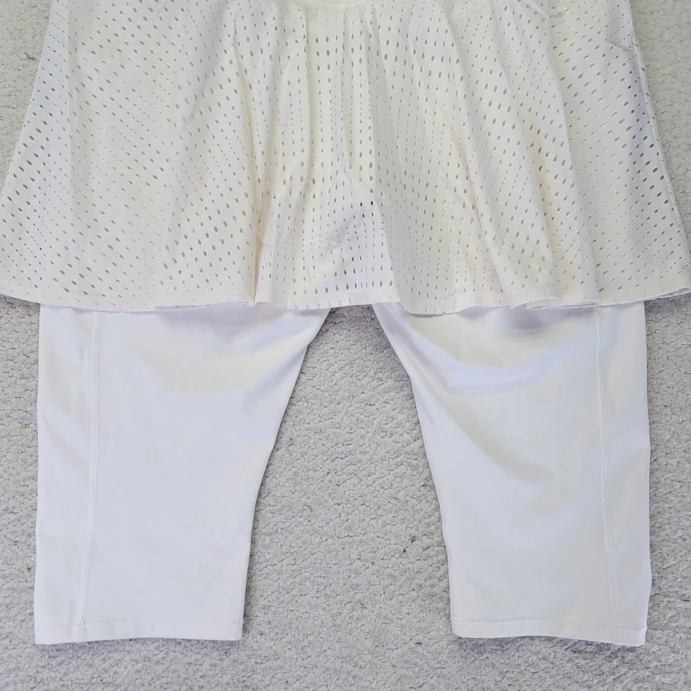 Athleta A Game 2 In 1 Crop Skirt‎ Leggings White Skapri XL 566735-01